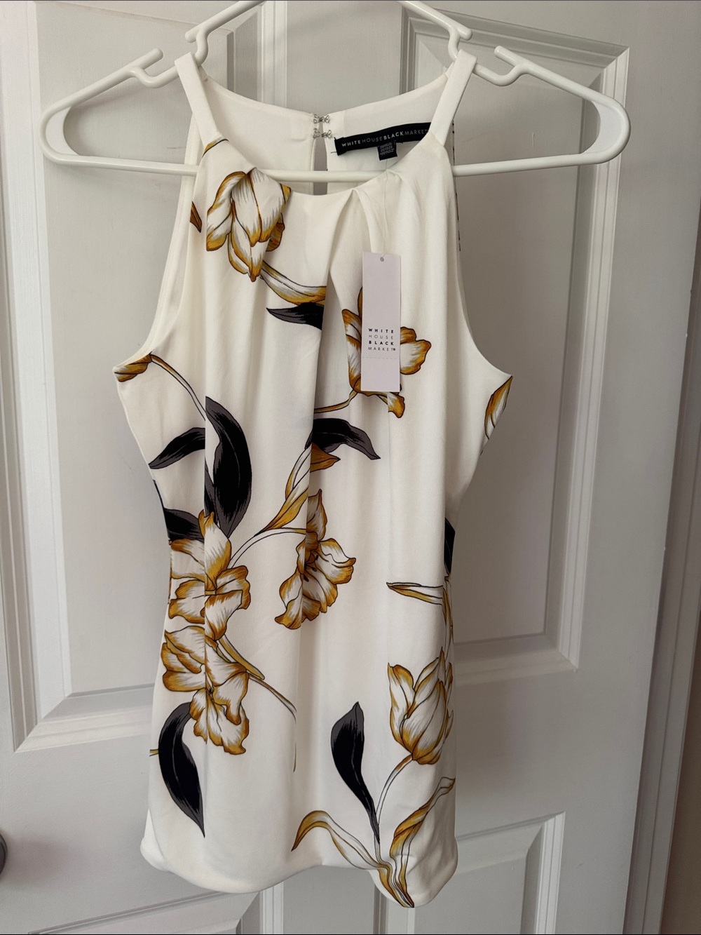 White House Black Market Cream Floral Halter top